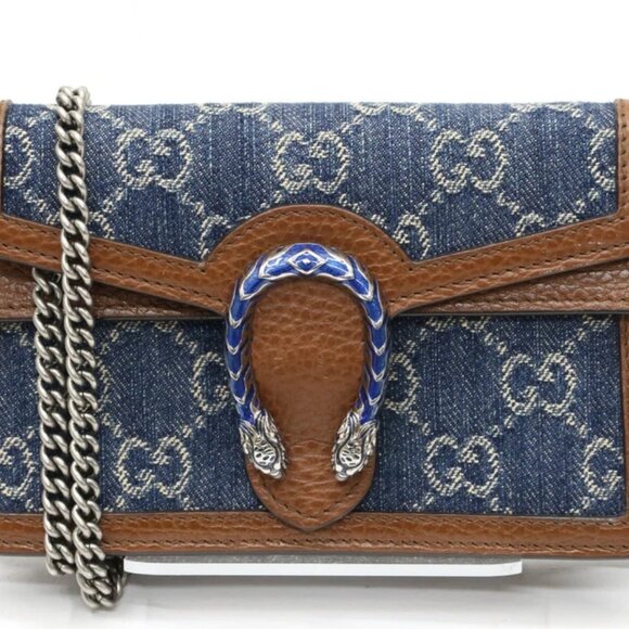 Gucci Denim GG Monogram Super Mini Dionysus Shoulder Bag - Blue - Picture 1 of 16